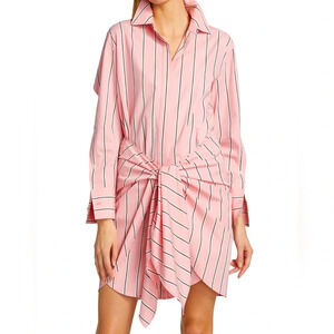 Derek Lam 10 Crosby Charlotte Tie-Waist Shirtdress Pink Multi Size 0